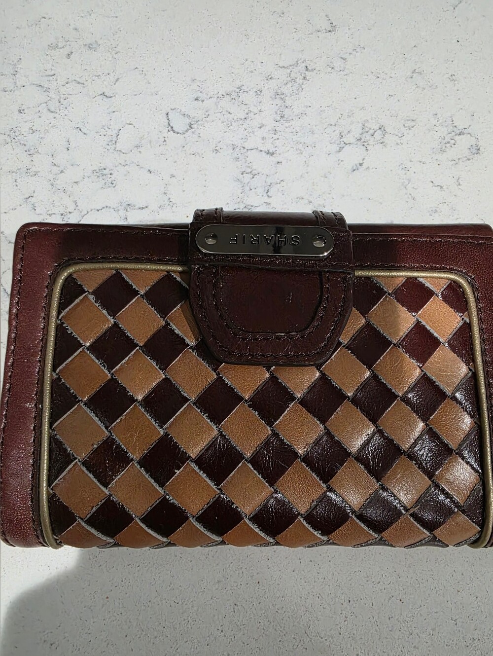 Sharif Brown Woven Leather Wallet